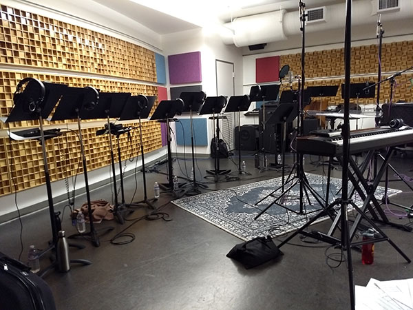Photo: live room at the San Francisco Conservatory before a choral recording session, December 2018